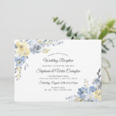 ダスティーブルーの花柄　結婚式の披露宴のみ 招待状 (スタンド正面)