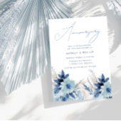ダスティーブルーの花模様 50周年 60周年 結婚記念日 招待状