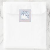 ダスティーブルーの花飾りローズ ブライダル スイート16 スクエアシール (バッグ)