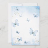 ダスティーブルーの蝶の女の子3歳の誕生日と洗礼 招待状 (裏面)