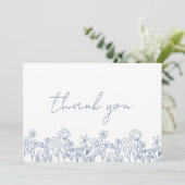 ダスティーブルーの野生の花のブライズシャワー サンキューカード (スタンド正面)