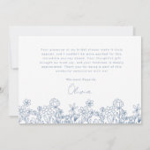 ダスティーブルーの野生の花のブライズシャワー サンキューカード (裏面)