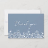 ダスティーブルーの野生の花のブライズシャワー サンキューカード (正面)