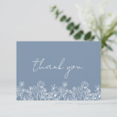 ダスティーブルーの野生の花のブライズシャワー サンキューカード (スタンド正面)