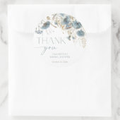 ダスティーブルーの野生の花のボヘミアンスタイルのブライダルシャワーステッカー ラウンドシール (バッグ)