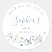 ダスティーブルーの野生の花の素朴なボヘミアンバースデーギフト ラウンドシール (正面)