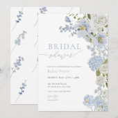 ダスティーブルーの野生の花の ブライダルシャワーの招待状 招待状 (正面/裏面)