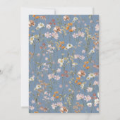 ダスティーブルーの野生の花を添えたボヘミアンスタイルのブライダルシャワー サンキューカード (裏面)