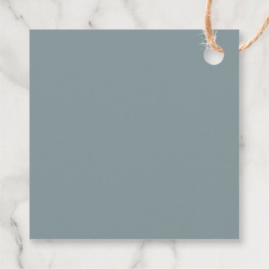 ダスティーブルーの野生の花を添えたボヘミアンスタイルのブライダルシャワー フェイバータグ (裏面)