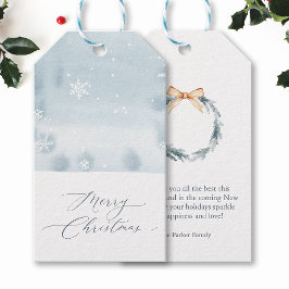 ダスティーブルーの雪の結晶ギフトタグ ギフトタグ