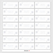 ダスティーブルーの雪の花が舞うモダンな冬のゲストへの住所 シール (シート)