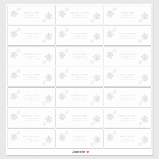 ダスティーブルーの雪の花　冬のモダンなゲストへの住所 シール (シート)