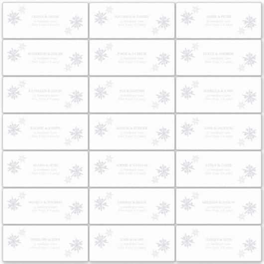 ダスティーブルーの雪の花　冬のモダンなゲストへの住所 シール (正面)