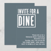 ダスティーブルーの食事リハーサルディナー招待状 招待状 (正面/裏面)