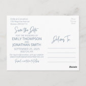 ダスティーブルーの2枚の写真で「Save The Date」ポストカード ポストカード (裏面)