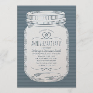 ダスティーブルーの25周年結婚記念日 メイソンジャー 招待状