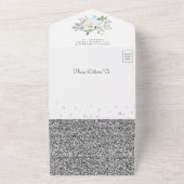 ダスティーブルーアイボリー フラワーボホームーン ベイビーシャワー オールインワン招待状 (外側)