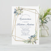 ダスティーブルーアンドクリームフローラキンセニェラ誕生日 招待状