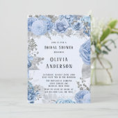 ダスティーブルーアンドシルバーフローラブライダルシャワー 招待状 (スタンド正面)