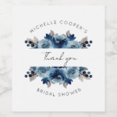 ダスティーブルーアンドネイビーフローラ ワインラベル (シングルラベル)