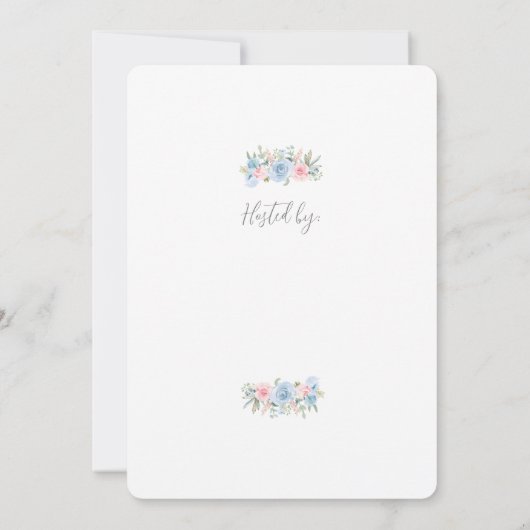 ダスティーブルーアンドピンクフローラブライダルシャワー 招待状 (裏面)