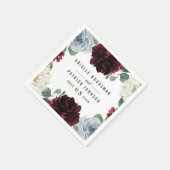 ダスティーブルーアンドブルゴーニュクランベリー秋の結婚式 スタンダードカクテルナプキン (角)