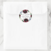 ダスティーブルーアンドブルゴーニュクランベリー秋の結婚式 ラウンドシール (バッグ)