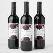 ダスティーブルーアンドブルゴーニュクランベリー秋の結婚式 ワインラベル (ボトル)