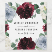 ダスティーブルーアンドブルゴーニュクランベリー秋の結婚式 ワインラベル (シングルラベル)