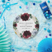 ダスティーブルーアンドブルゴーニュクランベリー秋イベント ペーパープレート (パーティー)