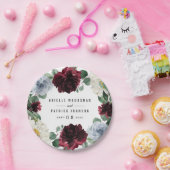 ダスティーブルーアンドブルゴーニュクランベリー秋イベント ペーパープレート (パーティー)