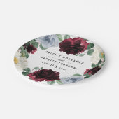 ダスティーブルーアンドブルゴーニュクランベリー秋イベント ペーパープレート (アングル)