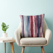 ダスティーブルーアンドブルゴーニュバラストライプ クッション (椅子)