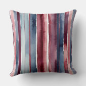 ダスティーブルーアンドブルゴーニュバラストライプ クッション (裏面)