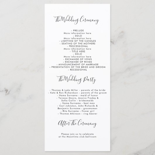 ダスティーブルーアンドブルゴーニュフローラ結婚式 プログラム (裏面)