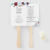 ダスティーブルーアンドブルゴーニュフローラ結婚式 プログラム ハンドファン (正面&裏面)