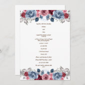 ダスティーブルーアンドブルゴーニュ結婚式招待状 招待状 (正面/裏面)