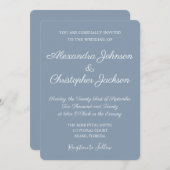 ダスティーブルーアンドホワイトシンプル結婚式招待状 招待状 (正面/裏面)