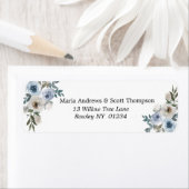 ダスティーブルーアンドホワイトフローラ金ゴールド差出人住所 ラベル (インサイチュ)