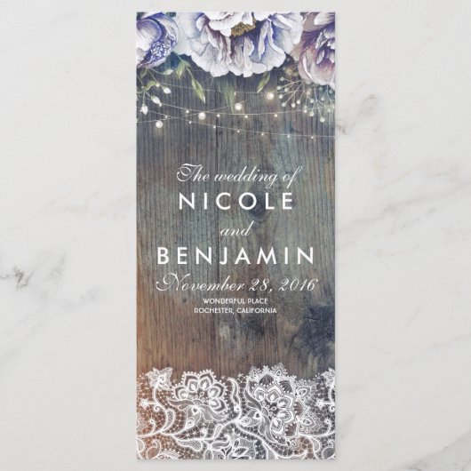 ダスティーブルーアンドマルーンフローラ結婚式 プログラム (正面)