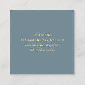 ダスティーブルーアンド金ゴールドロータスフラワーヨガ先生 スクエア名刺 (裏面)