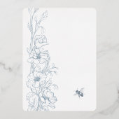 ダスティーブルーアールデコワイルドフラワー結婚式招待状 箔招待状 (裏面)