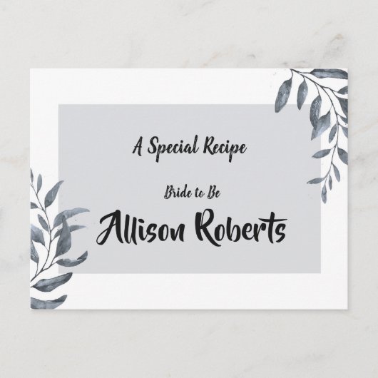 ダスティーブルーイウカリプト   ブライダルシャワーレシピ ポストカード (正面)