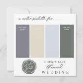 ダスティーブルーイエロー&グリーンのカラーパレットカード 招待状 (正面)