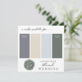 ダスティーブルーイエロー＆グリーンカラーパレットカード 招待状 (スタンド正面)