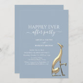 ダスティーブルーエレガントな駆け落ち後の披露宴招待状 招待状 (正面/裏面)