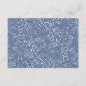ダスティーブルーエレガントフラワーウェディングレセプション エンクロージャーカード (裏面)