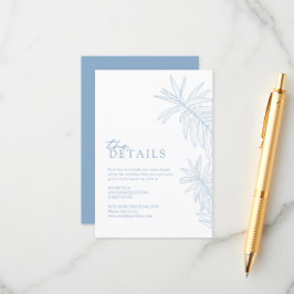 ダスティーブルーエレガントボタニカルリーフディテール エンクロージャーカード