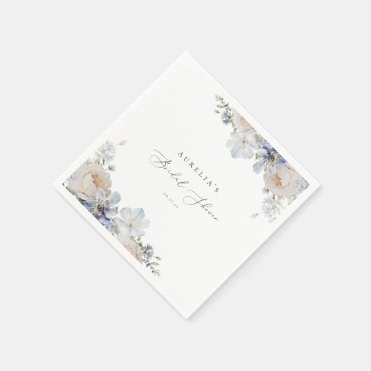 ダスティーブルーガーデンフラワーブライダルシャワー スタンダードカクテルナプキン (角)