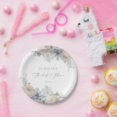 ダスティーブルーガーデンフラワーブライダルシャワー ペーパープレート (パーティー)